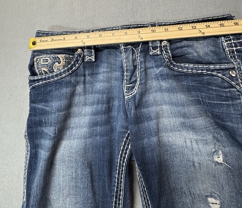 Rock Revival Sundee Woman’s Bootcut Jeans Denim Distressed Embro - photo 5