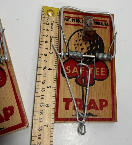 Vintage Saf-Tee Rat Trap Wooden Snap Trap Set - photo 5