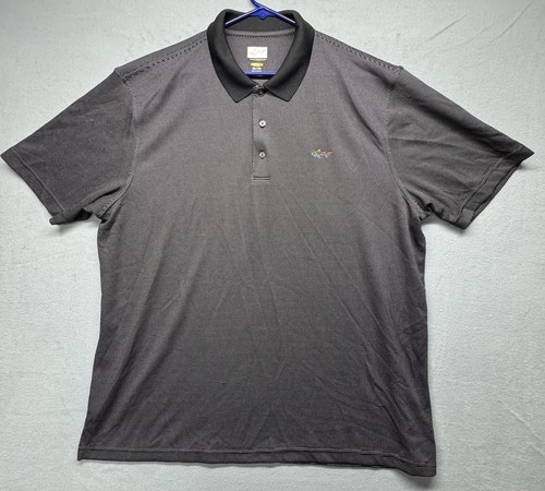 Greg Norman PlayDry Short Sleeve Striped Golf Polo Shirt Black