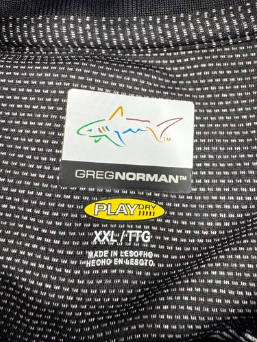 Greg Norman PlayDry Short Sleeve Striped Golf Polo Shirt Black - photo 2