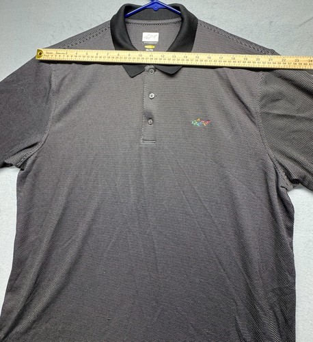 Greg Norman PlayDry Short Sleeve Striped Golf Polo Shirt Black - photo 5