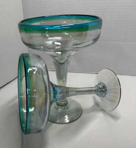 Set of 2 Mexican Hand Blown Margarita Glasses - photo 3
