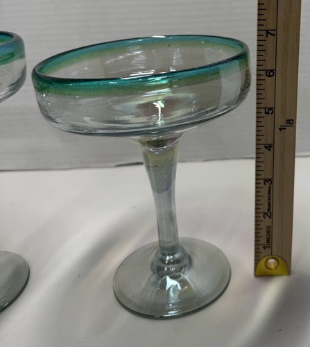 Set of 2 Mexican Hand Blown Margarita Glasses - photo 4