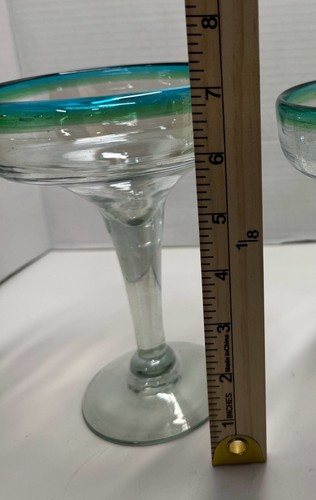 Set of 2 Mexican Hand Blown Margarita Glasses - photo 5