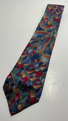 Oakton Ltd. Men's Geometric Abstract Pattern 100% Silk Necktie