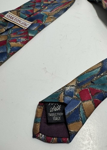 Oakton Ltd. Men's Geometric Abstract Pattern 100% Silk Necktie - photo 2
