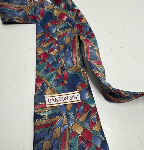 Oakton Ltd. Men's Geometric Abstract Pattern 100% Silk Necktie - photo 3
