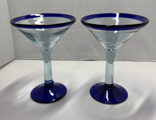 Set of 2 Hand-Blown Mexican Martini Glasses