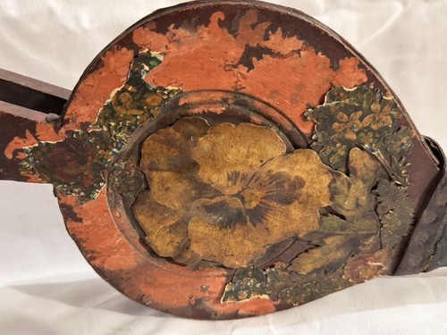 Antique Primitive Wooden Fireplace Bellows Floral Decoration - photo 2