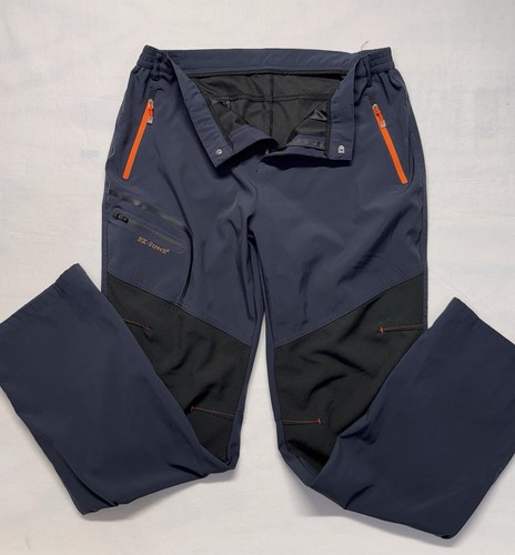 Men’s 6XL Softshell Outdoor Pants Blue Stretch Zip Pockets