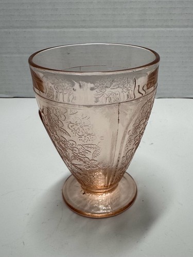 Jeannette Glass Cherry Blossom Pink 9 oz Footed Tumbler