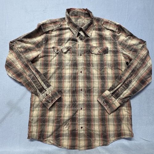 Vintage Point X Custom Rag Wash Pearl Snap Men's Shirt: Size XL