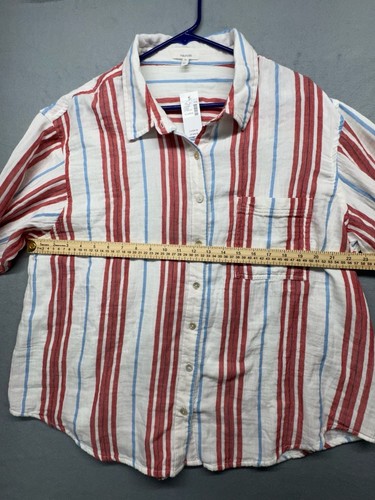 Maurices Women's Striped Button-Up Shirt Red White and Blue - photo 5
