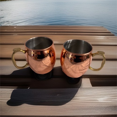 Set of 2 Double Walled Moscow Mule Mugs 16 fl oz Copper