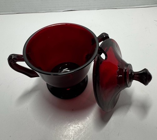 Vintage Anchor Hocking Royal Ruby Red Glass Sugar Bowl - photo 2