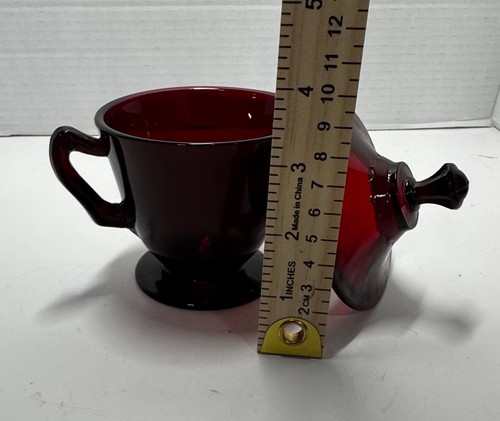 Vintage Anchor Hocking Royal Ruby Red Glass Sugar Bowl - photo 3
