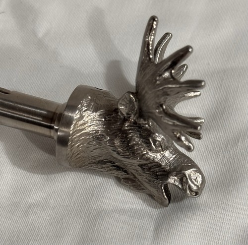 Moose Head Silver Tone Metal Bottle Stopper Pourer with Spout