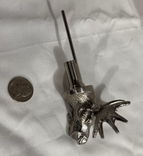 Moose Head Silver Tone Metal Bottle Stopper Pourer with Spout - photo 2