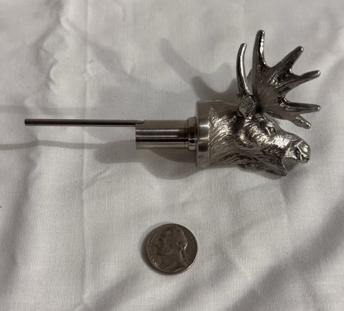 Moose Head Silver Tone Metal Bottle Stopper Pourer with Spout - photo 3