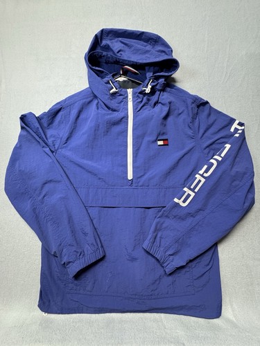 Tommy Hilfiger Hooded Windbreaker Jacket Mens Blue Medium