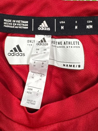 Adidas Shirt Medium Red Striped Climalite Short Sleeve Soccer - photo 2