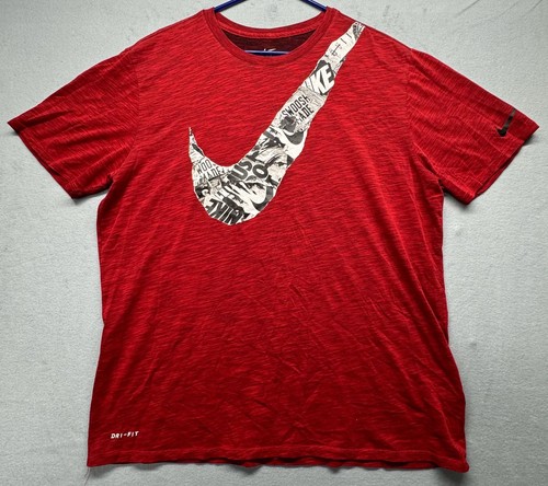 Nike Men's Dri-FIT Slub Graphic Swoosh T-Shirt Red