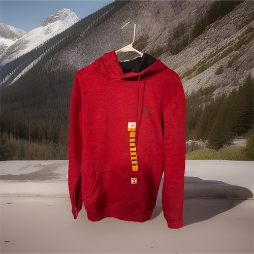 Yellowstone Logo Pullover Hoodie Red Solid Drawstring Pockets S
