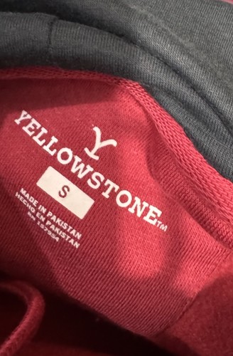 Yellowstone Logo Pullover Hoodie Red Solid Drawstring Pockets S - photo 5