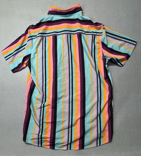Just Attitude Mens L Bold Stripe Button Up Shirt Retro 90s - photo 2