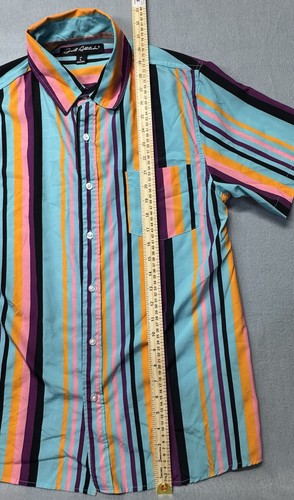 Just Attitude Mens L Bold Stripe Button Up Shirt Retro 90s - photo 5