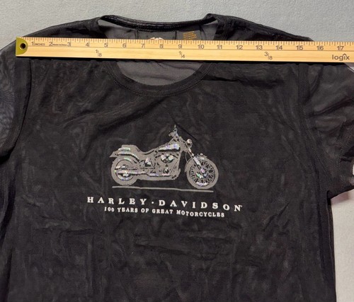 Harley-Davidson Women's 100 Years Rhinestone Mesh Top Medium - photo 4