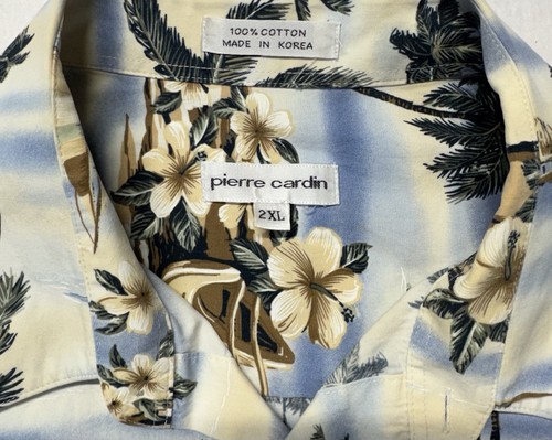 Pierre Cardin Hawaiian Camp Tiki Hut Floral Shirt Mens 2XL - photo 3