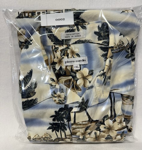 Pierre Cardin Hawaiian Camp Tiki Hut Floral Shirt Mens 2XL - photo 4