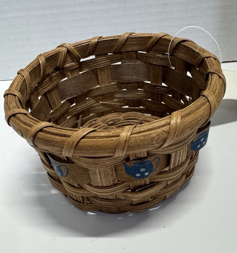 Handmade Small Wicker Primative Country Style Basket 4 Inch - photo 2