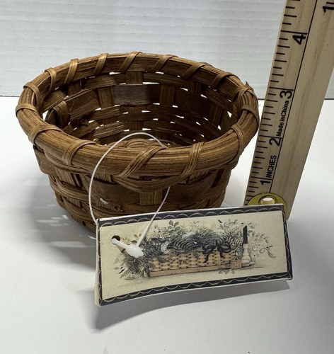 Handmade Small Wicker Primative Country Style Basket 4 Inch - photo 3