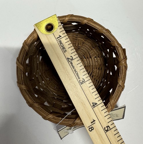 Handmade Small Wicker Primative Country Style Basket 4 Inch - photo 4