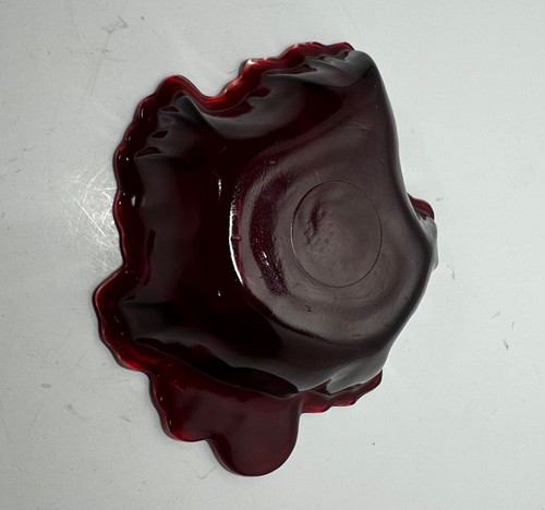 Vintage Anchor Hocking Royal Ruby Red Glass Maple Leaf Candy Dis - photo 2
