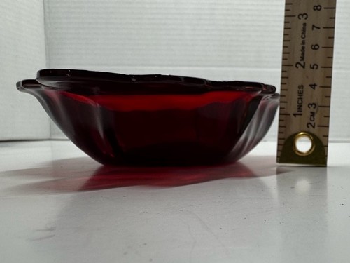 Vintage Anchor Hocking Royal Ruby Red Glass Maple Leaf Candy Dis - photo 3