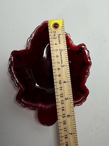 Vintage Anchor Hocking Royal Ruby Red Glass Maple Leaf Candy Dis - photo 4