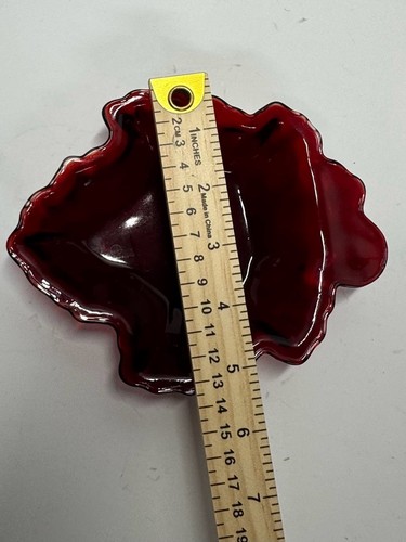 Vintage Anchor Hocking Royal Ruby Red Glass Maple Leaf Candy Dis - photo 5