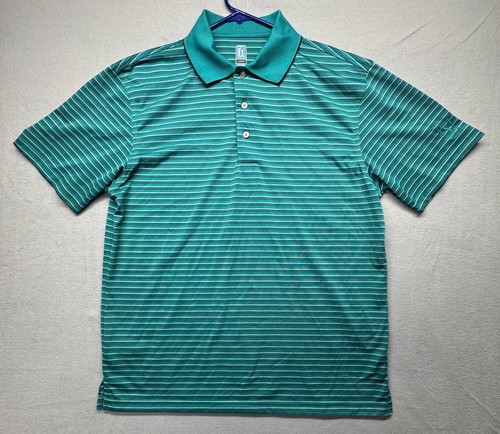 PGA Tour Airflux Men's Striped Performance Golf Polo Shirt