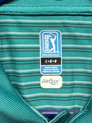 PGA Tour Airflux Men's Striped Performance Golf Polo Shirt - photo 2