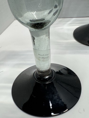 4 Piece Mexican Mouth Blown Dark Red/Maroon Margarita Glasses - photo 2
