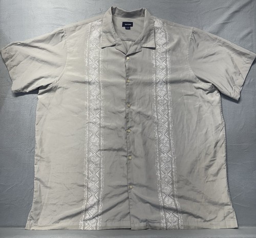 Basic Edition Men Big & Tall 3 XLT Beige Button Short Sleeve Shi