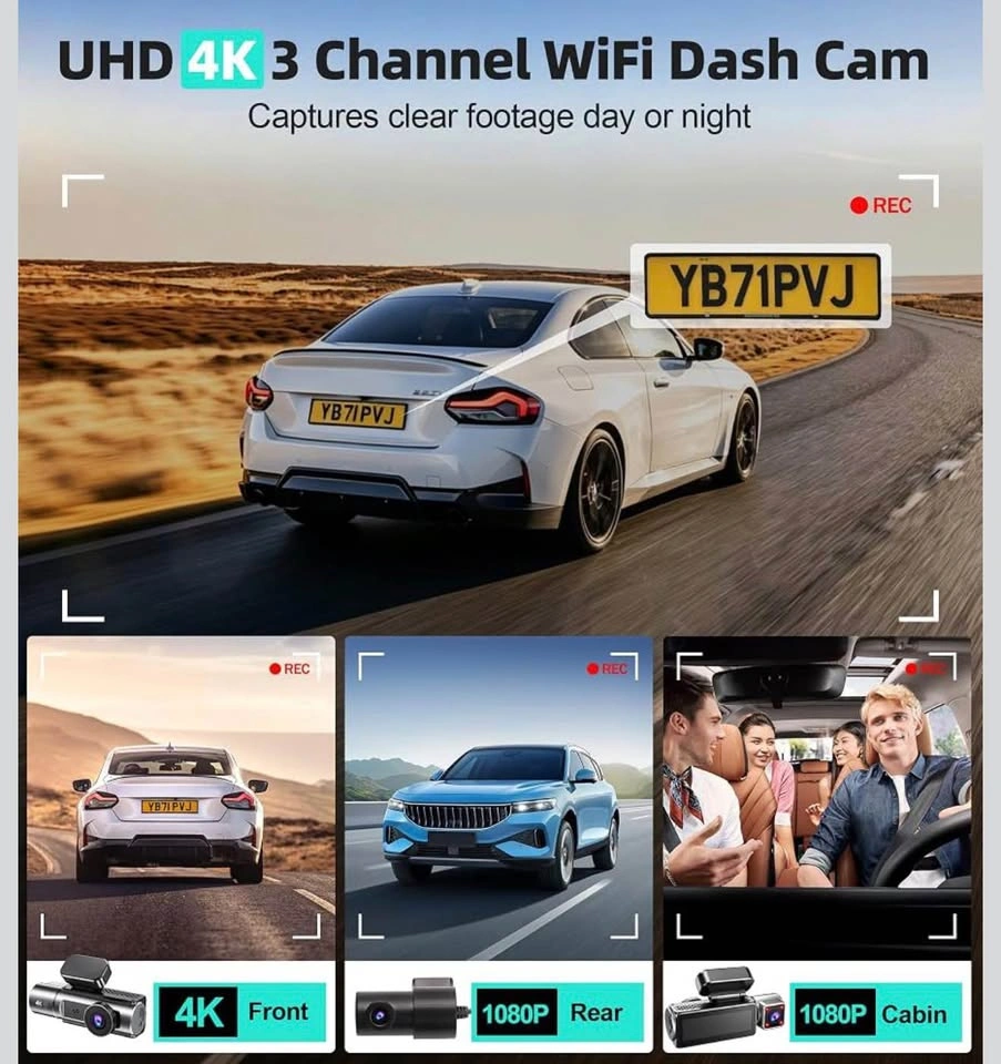 (New)4K 3 Channel Dash Cam (128GB SD Card Included) - photo 4