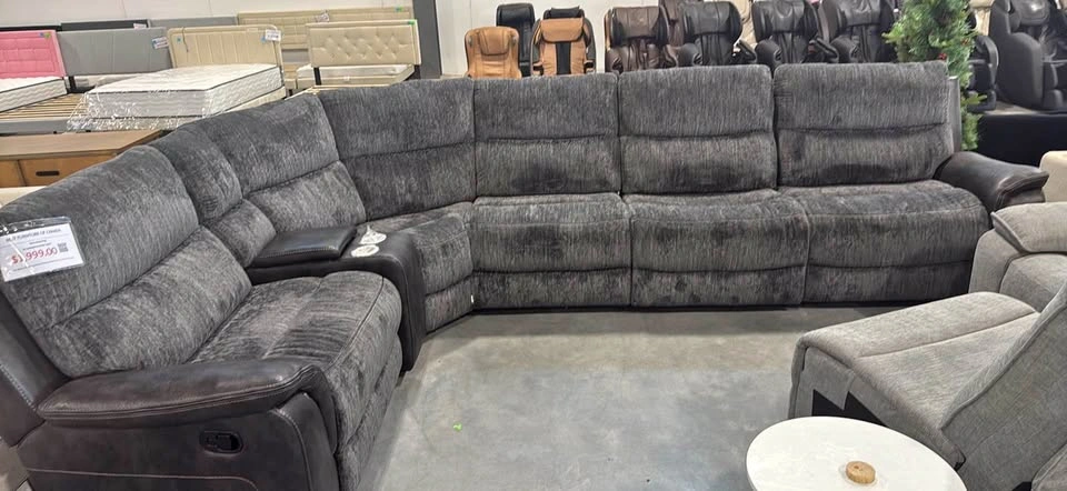 Chic modern timeless soft velvety and leather reclining couch
