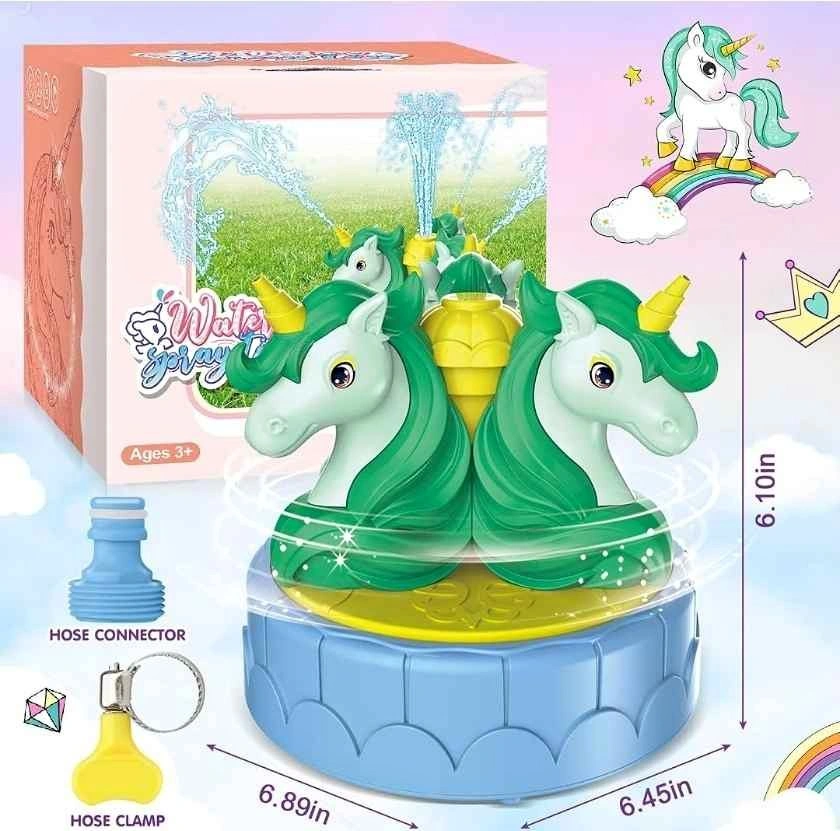 Water Spray Unicorn Sprinkler Toy – Triple Head Outdoor Kids