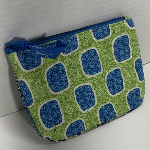 Vera Bradley Quilted Blue/Green Fabric Makeup Bag, Zipper