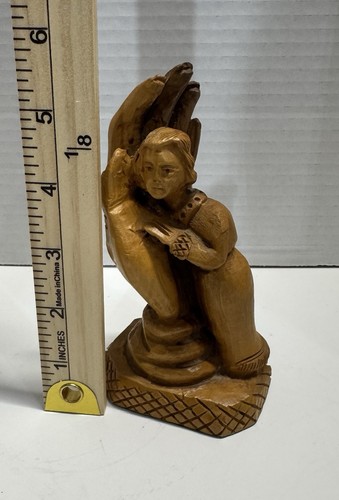 Hand of GOD Protects Figurine Carved BOY Solid OLIVE WOOD 6"H - photo 2
