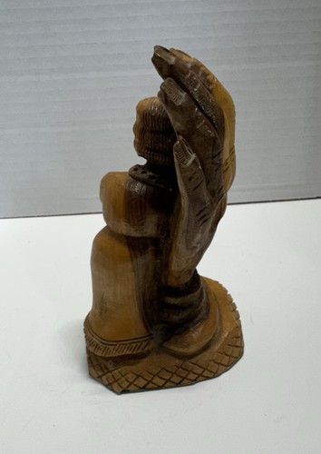 Hand of GOD Protects Figurine Carved BOY Solid OLIVE WOOD 6"H - photo 3